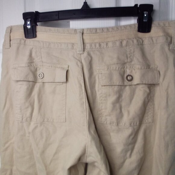Sonoma Capri Pants Women 6 Drawstring Linen Blend Tan - Picture 10 of 12